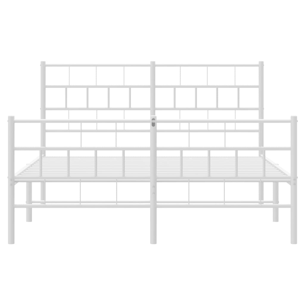 vidaXL Metal Bed Frame without Mattress with Footboard White 140x200 cm