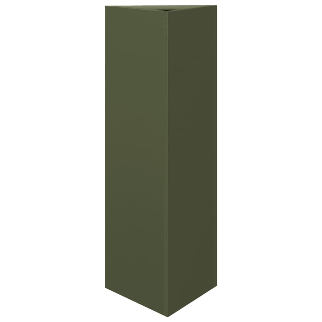 vidaXL Garden Planter Olive Green Triangular 30x26x75 cm Steel