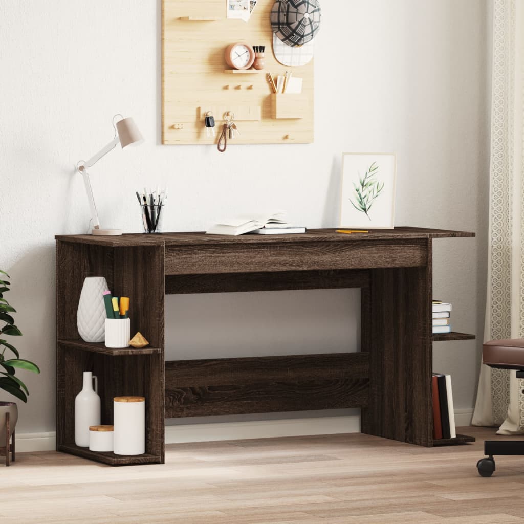 vidaXL Desk Brown Oak 140x50x75 cm Engineered Wood