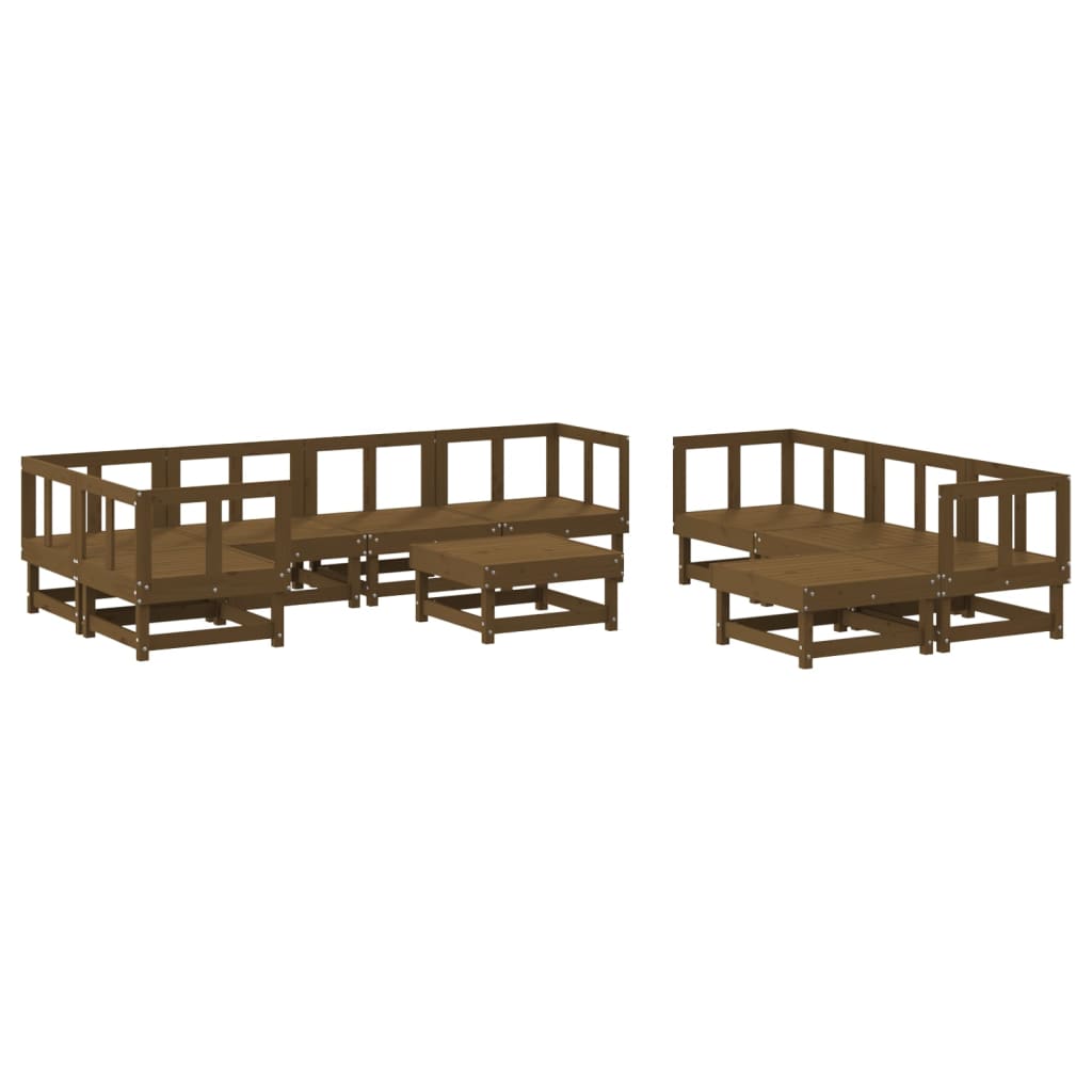 vidaXL 10 Piece Garden Lounge Set Honey Brown Solid Wood Pine