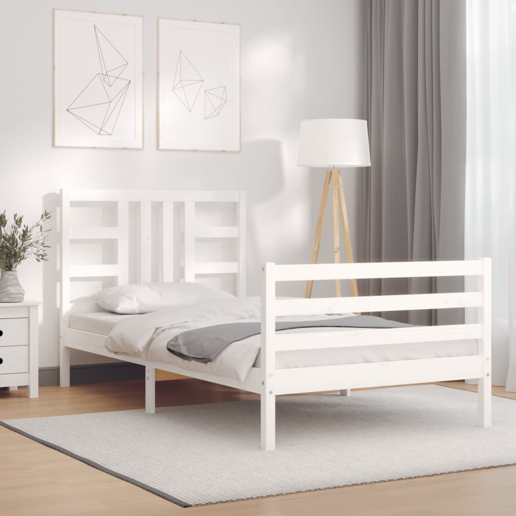 vidaXL Bed Frame without Mattress White 90x200 cm Solid Wood Pine