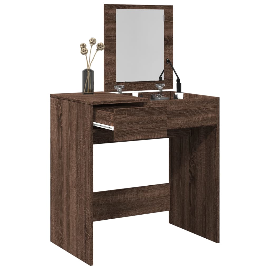 vidaXL Dressing Table with Mirror Brown Oak 73x46.5x120 cm