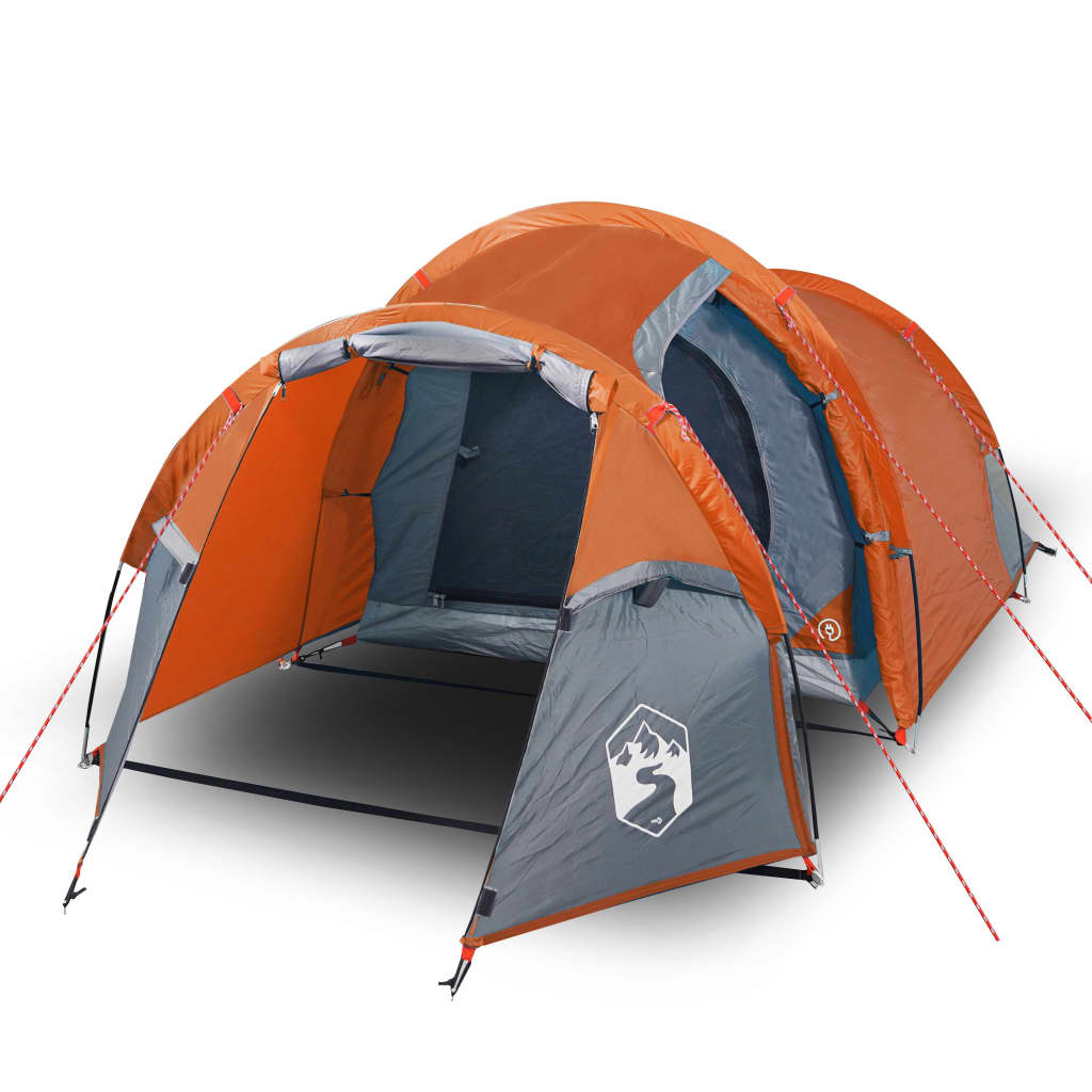 vidaXL Camping Tent Tunnel 3-Person Orange Waterproof