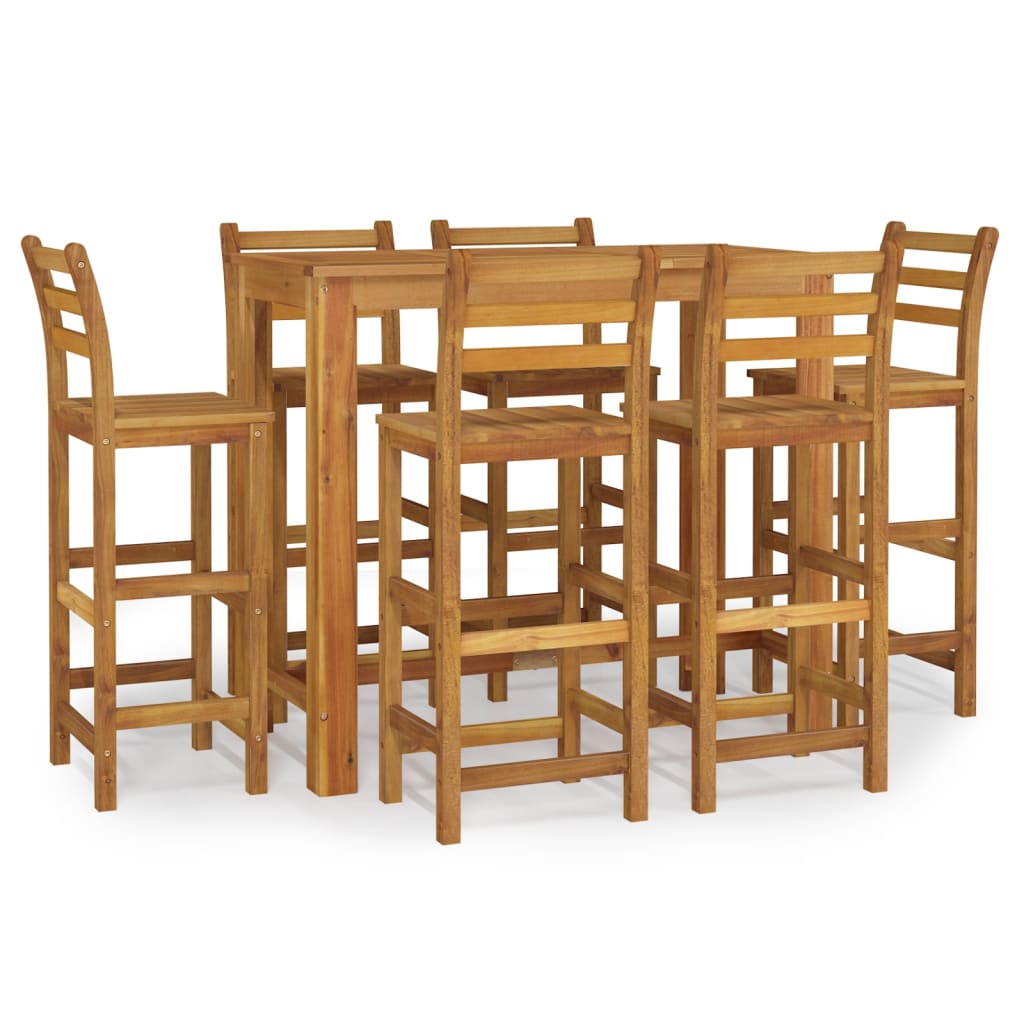 vidaXL 7 Piece Garden Bar Set Solid Wood Acacia