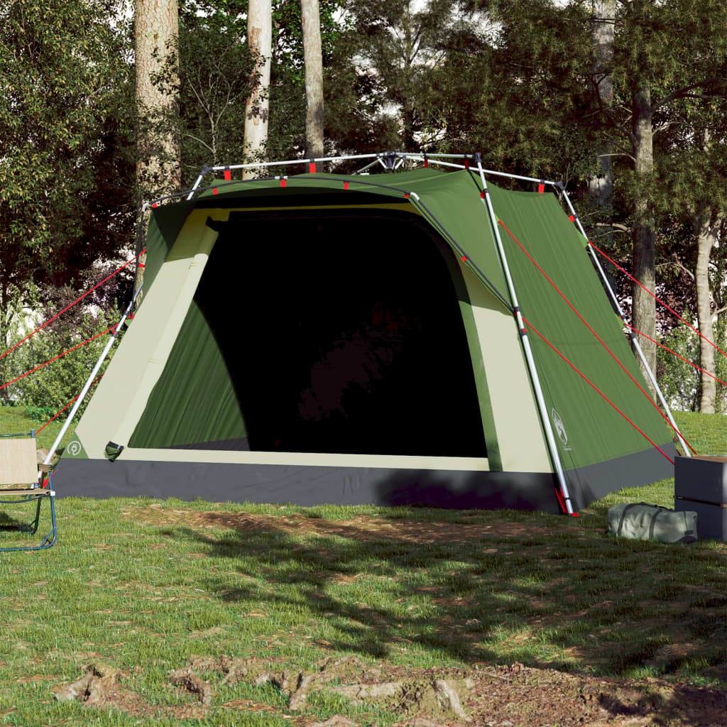 vidaXL Camping Tent Cabin 4-Person Green Quick Release