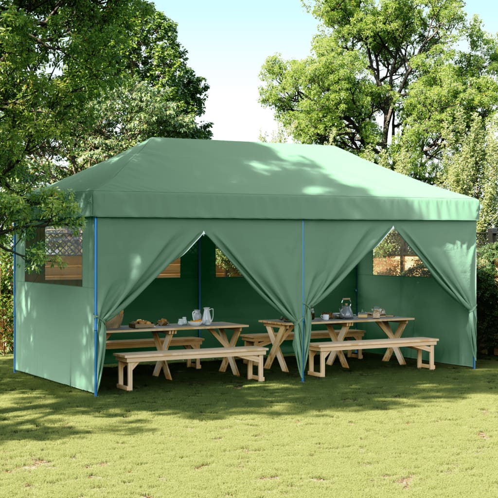 vidaXL Foldable Party Tent Pop-Up with 4 Sidewalls Green