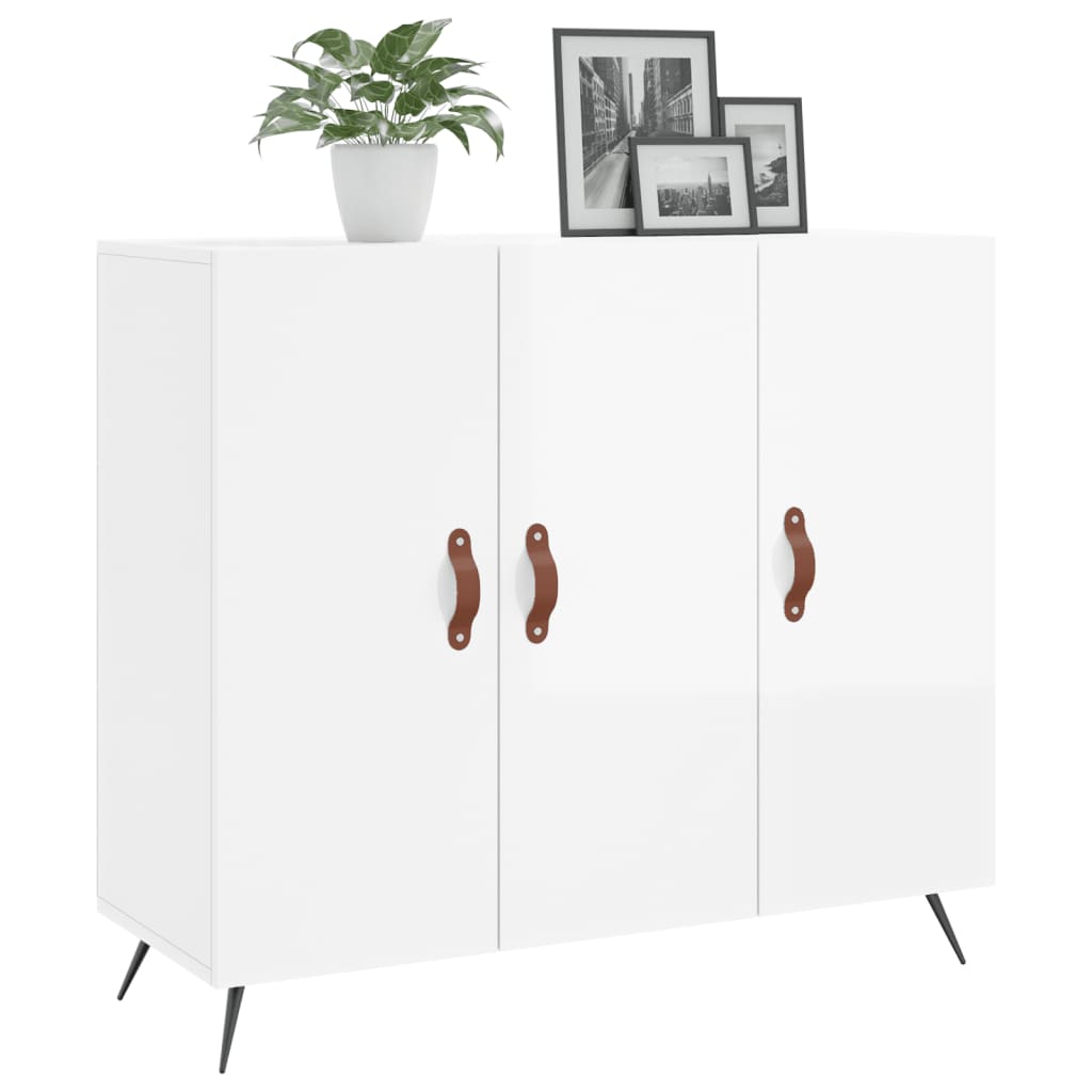 vidaXL Sideboard High Gloss White 90x34x80 cm Engineered Wood