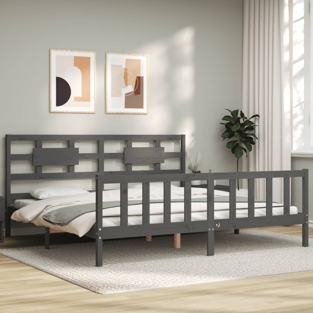 vidaXL Bed Frame without Mattress Grey 200x200 cm Solid Wood Pine