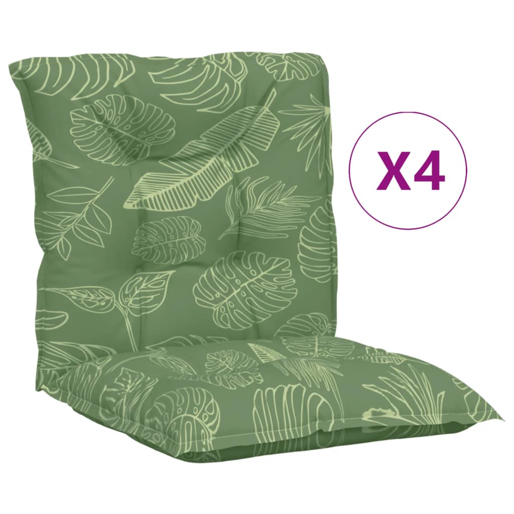 vidaXL Lowback Chair Cushions 4 pcs Leaf Pattern Fabric