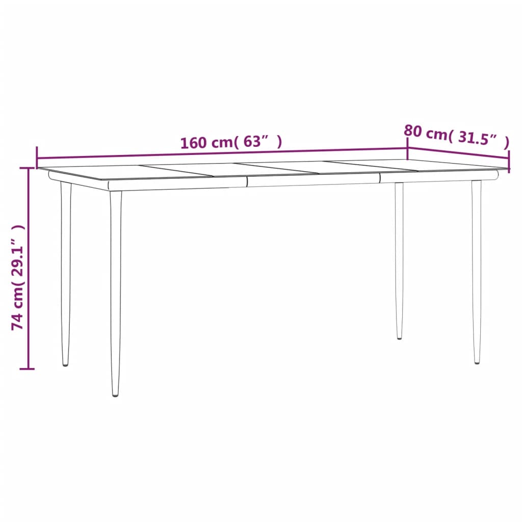 vidaXL 5 Piece Garden Dining Set Black