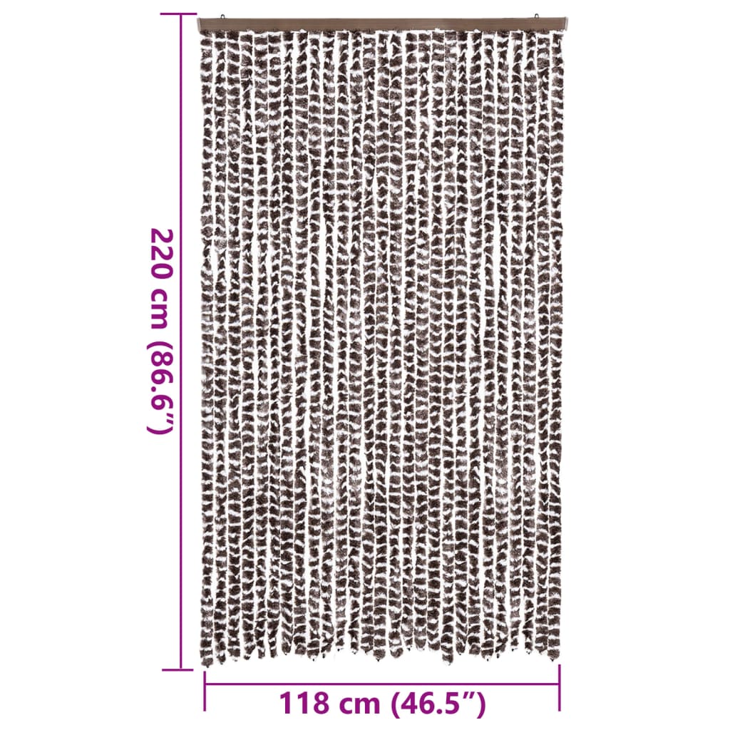 vidaXL Fly Curtain Brown and White 118x220 cm Chenille