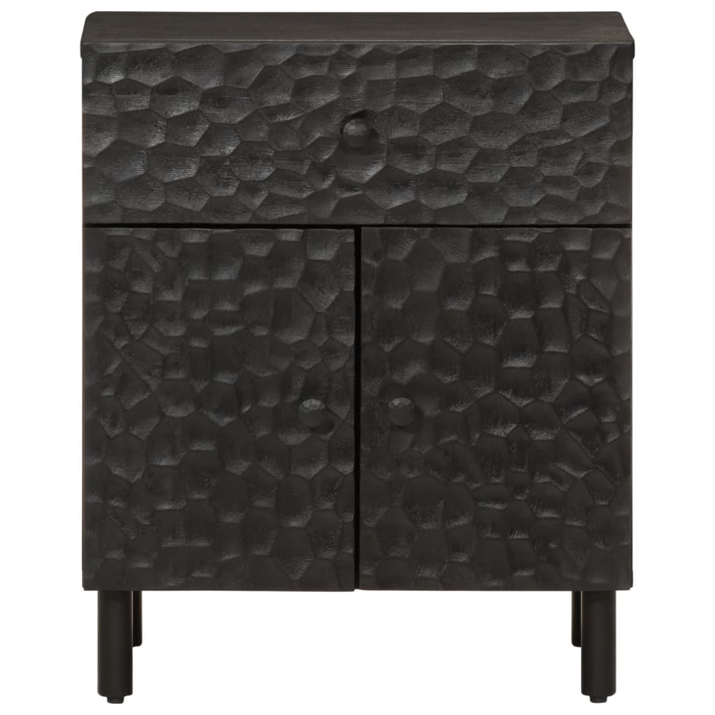 vidaXL Bedside Cabinet Black 50x33x60 cm Solid Wood Mango