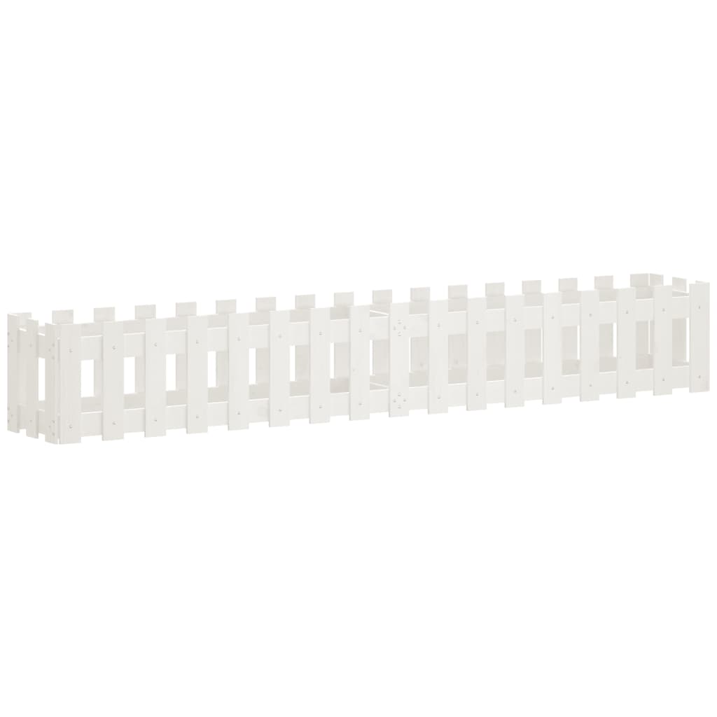 vidaXL Garden Raised Bed with Fence Design White 200x30x30 cm Solid Wood Pine