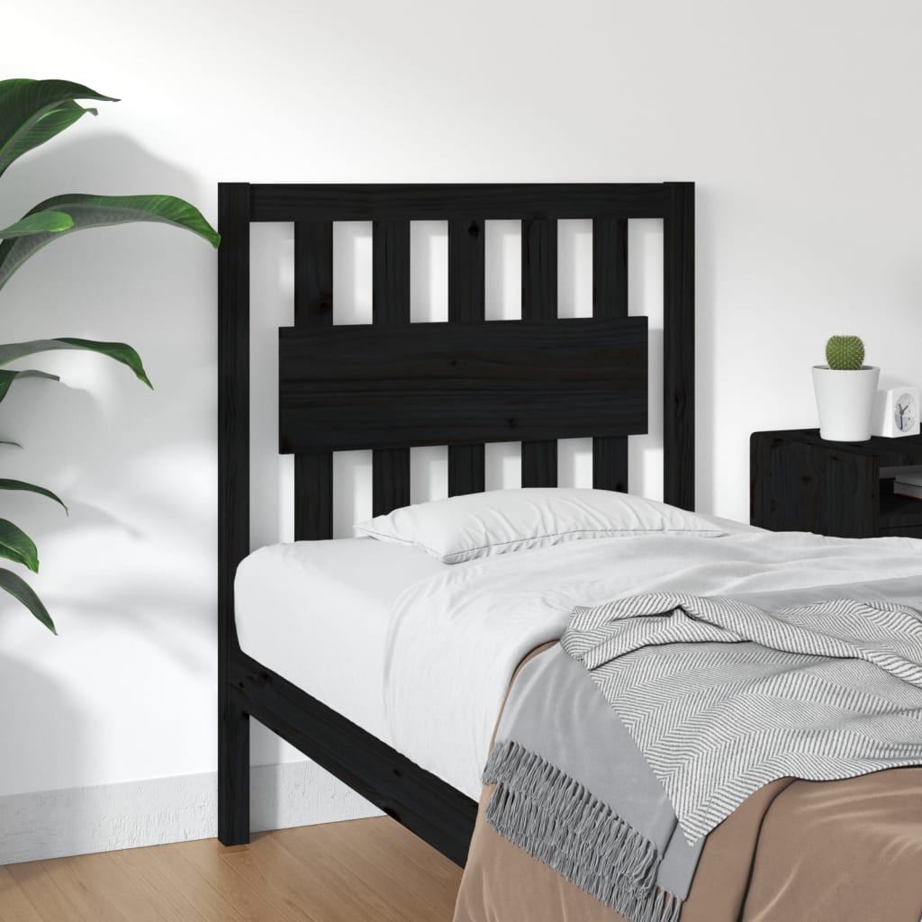 vidaXL Bed Headboard Black 80.5x4x100 cm Solid Wood Pine