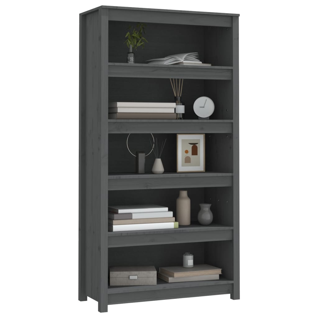 vidaXL Book Cabinet Grey 80x35x154 cm Solid Wood Pine