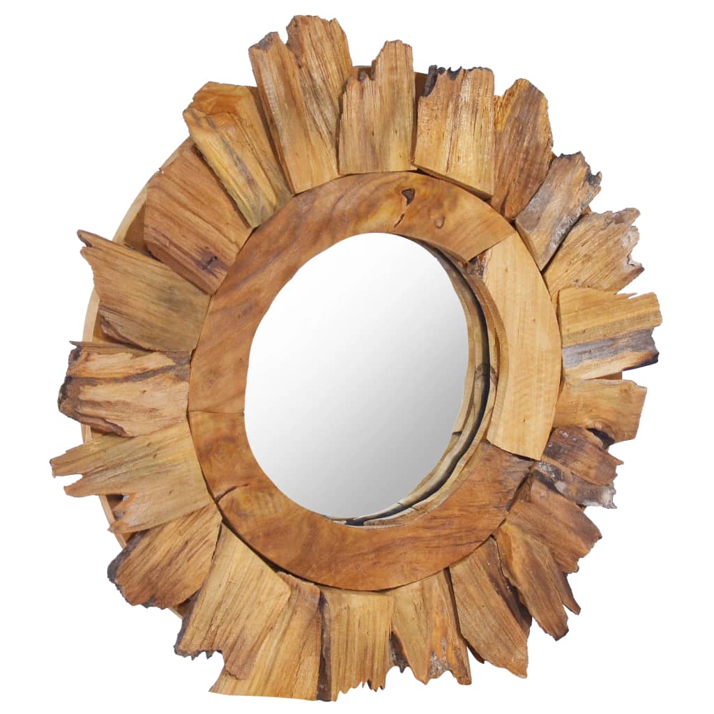 vidaXL Wall Mirror 40 cm Teak Round