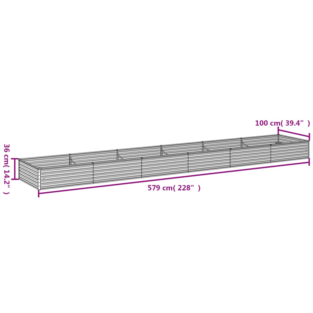 vidaXL Garden Raised Bed 579x100x36 cm Corten Steel