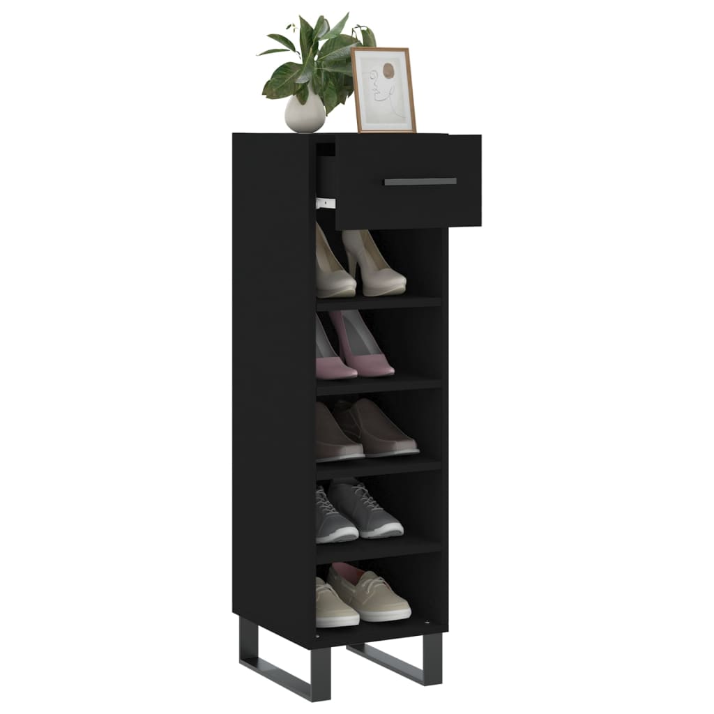 vidaXL Shoe Cabinet Black 30x35x105 cm Engineered Wood