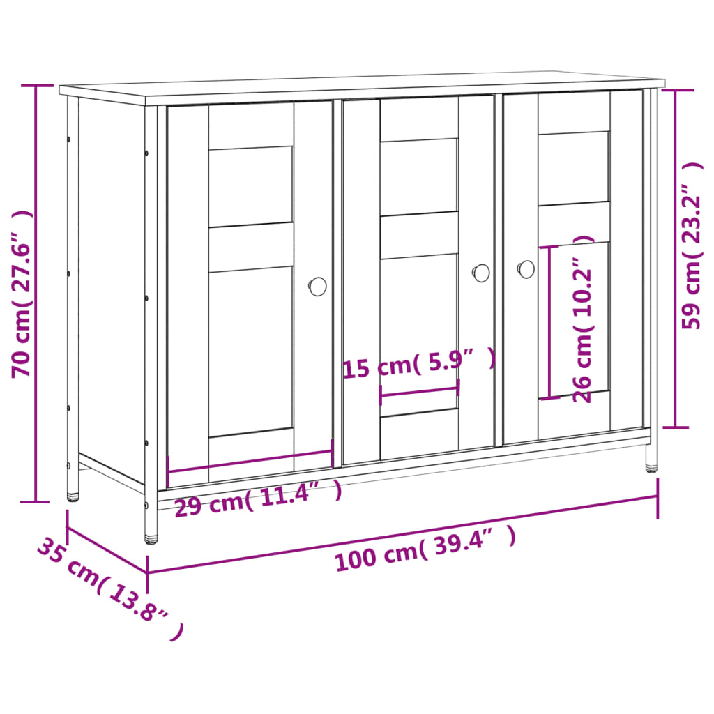 vidaXL Sideboard Brown Oak 100x35x70 cm Engineered Wood