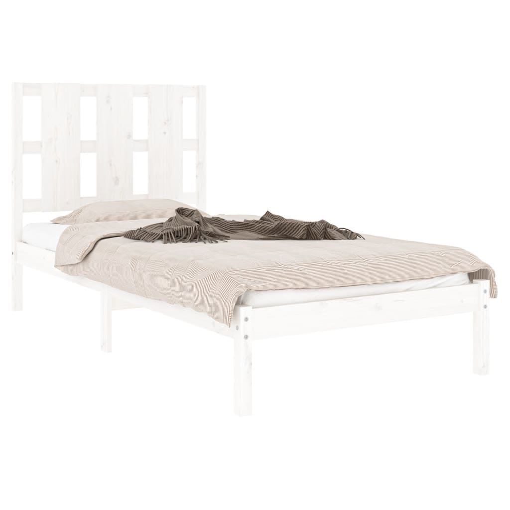 vidaXL Bed Frame without Mattress White 75x190 cm Small Single Solid Wood