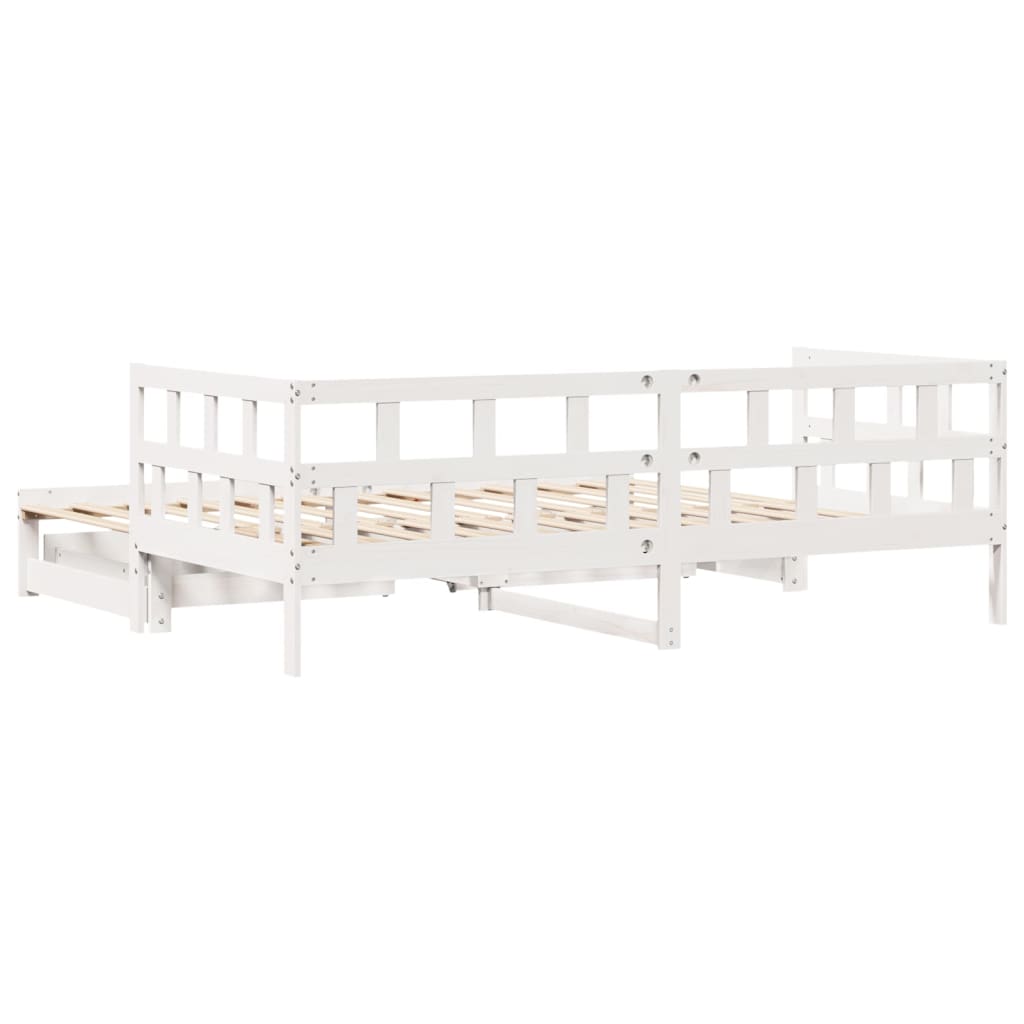 vidaXL Daybed with Trundle and Drawers without Mattress White 90x200 cm