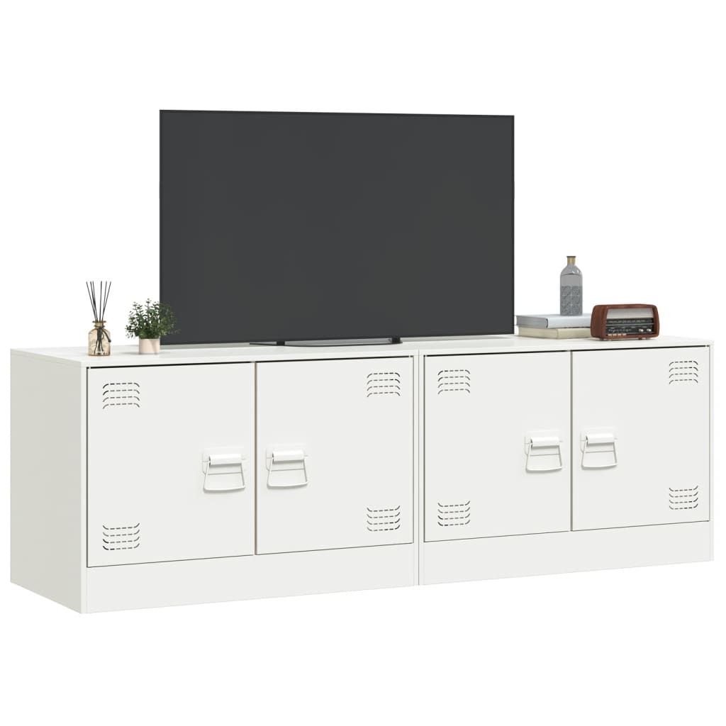 vidaXL TV Cabinets 2 pcs White 67x39x44 cm Steel