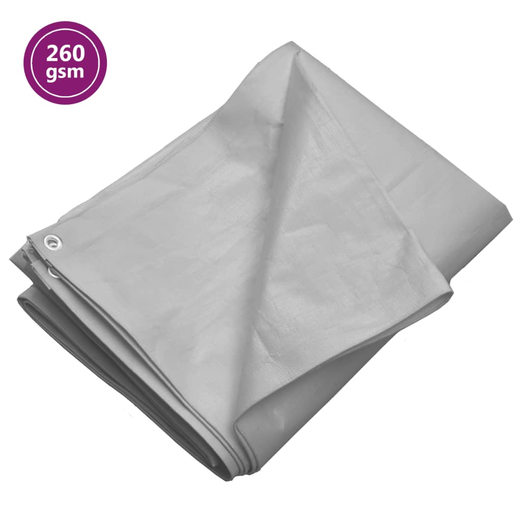 vidaXL Tarpaulin 260 g/m² 4x8 m Grey HDPE