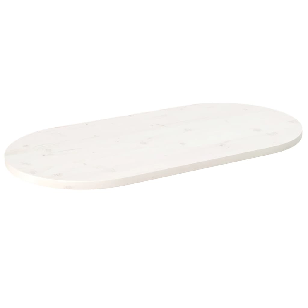 vidaXL Table Top White 90x45x2.5 cm Solid Wood Pine Oval