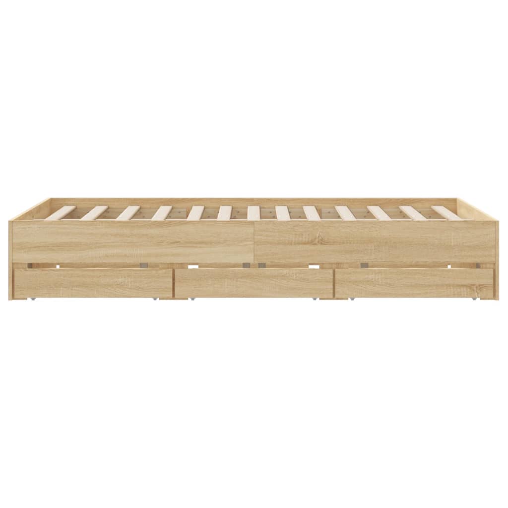 vidaXL Bed Frame with Drawers without Mattress Sonoma Oak 150x200 cm King Size