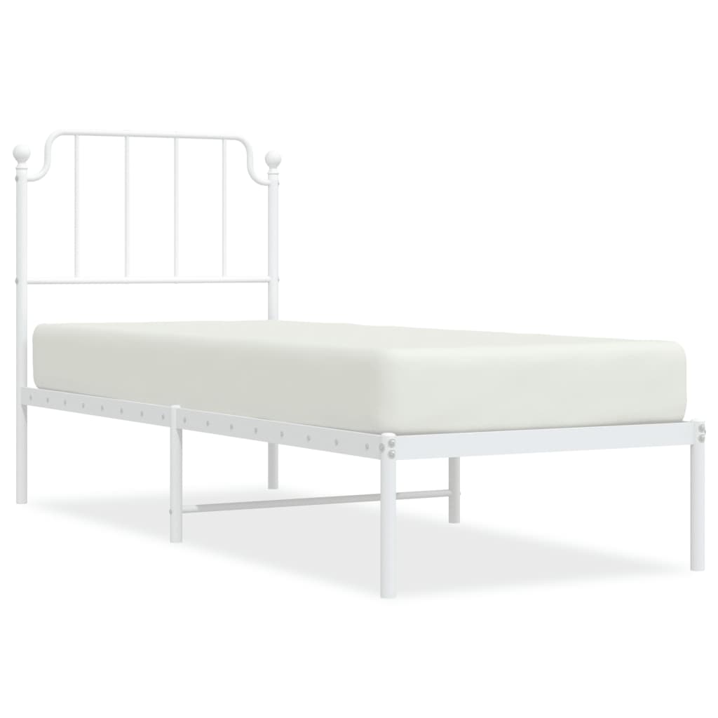 vidaXL Metal Bed Frame without Mattress with Headboard White 80x200 cm