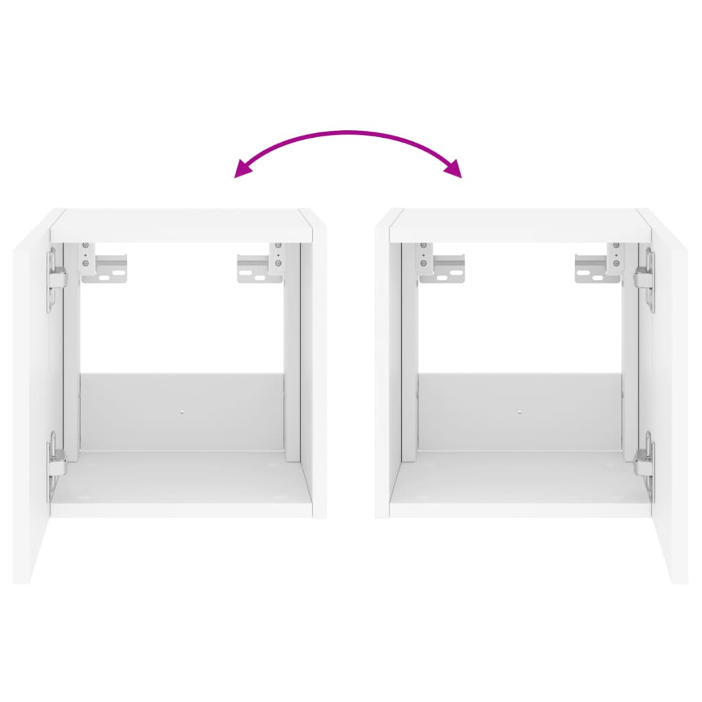 vidaXL TV Wall Cabinets with LED Lights 2 pcs White 30.5x35x30 cm