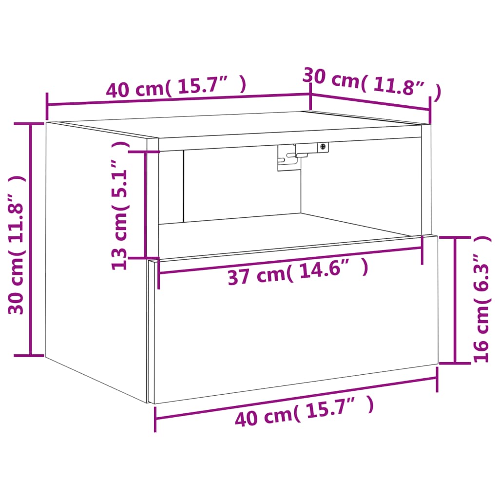 vidaXL TV Wall Cabinets 2 pcs Black 40x30x30 cm Engineered Wood