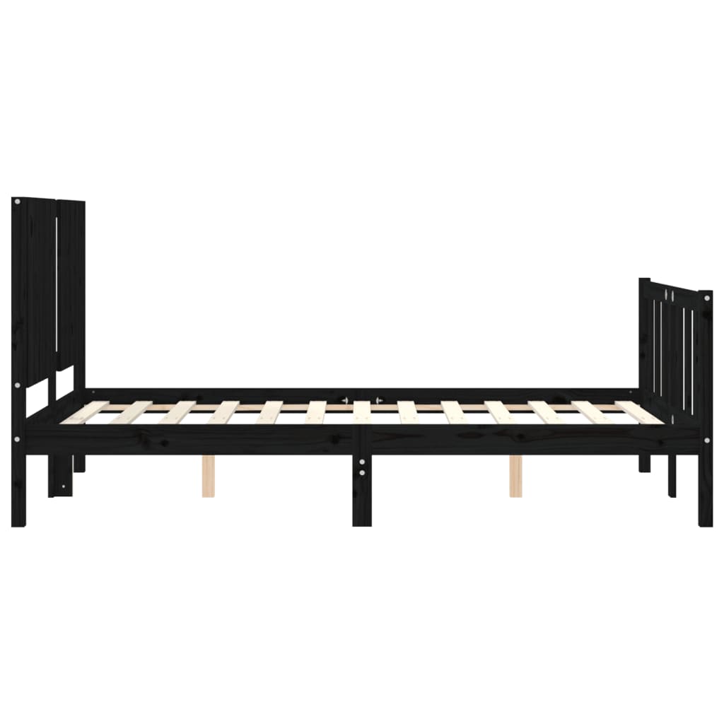 vidaXL Bed Frame without Mattress Black Small Double Solid Wood Pine