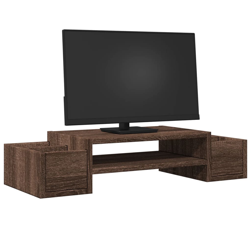 vidaXL Monitor Stand with Storage Brown Oak 70x27x15 cm Engineered Wood