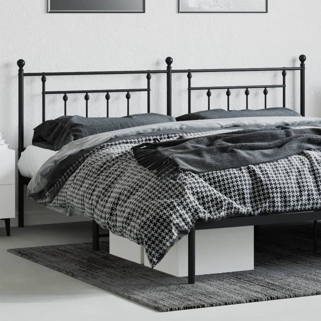 vidaXL Metal Headboard Black 200 cm