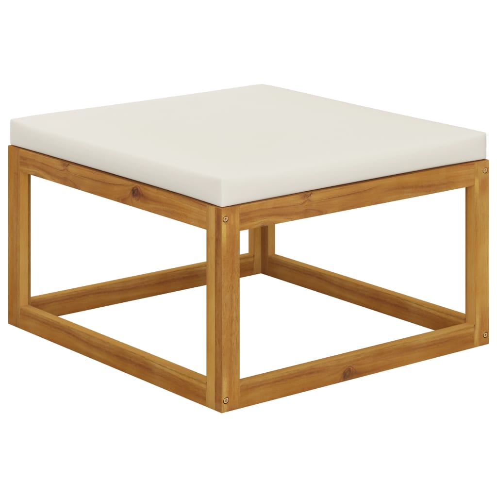 vidaXL Footrest with Cream White Cushion Solid Wood Acacia