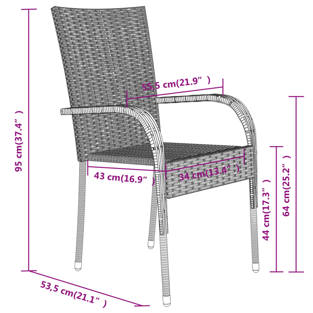 vidaXL 7 Piece Garden Dining Set Grey and Black