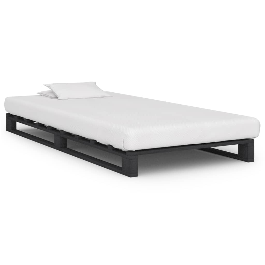 vidaXL Pallet Bed Frame without Mattress Grey 100x200 cm Solid Wood