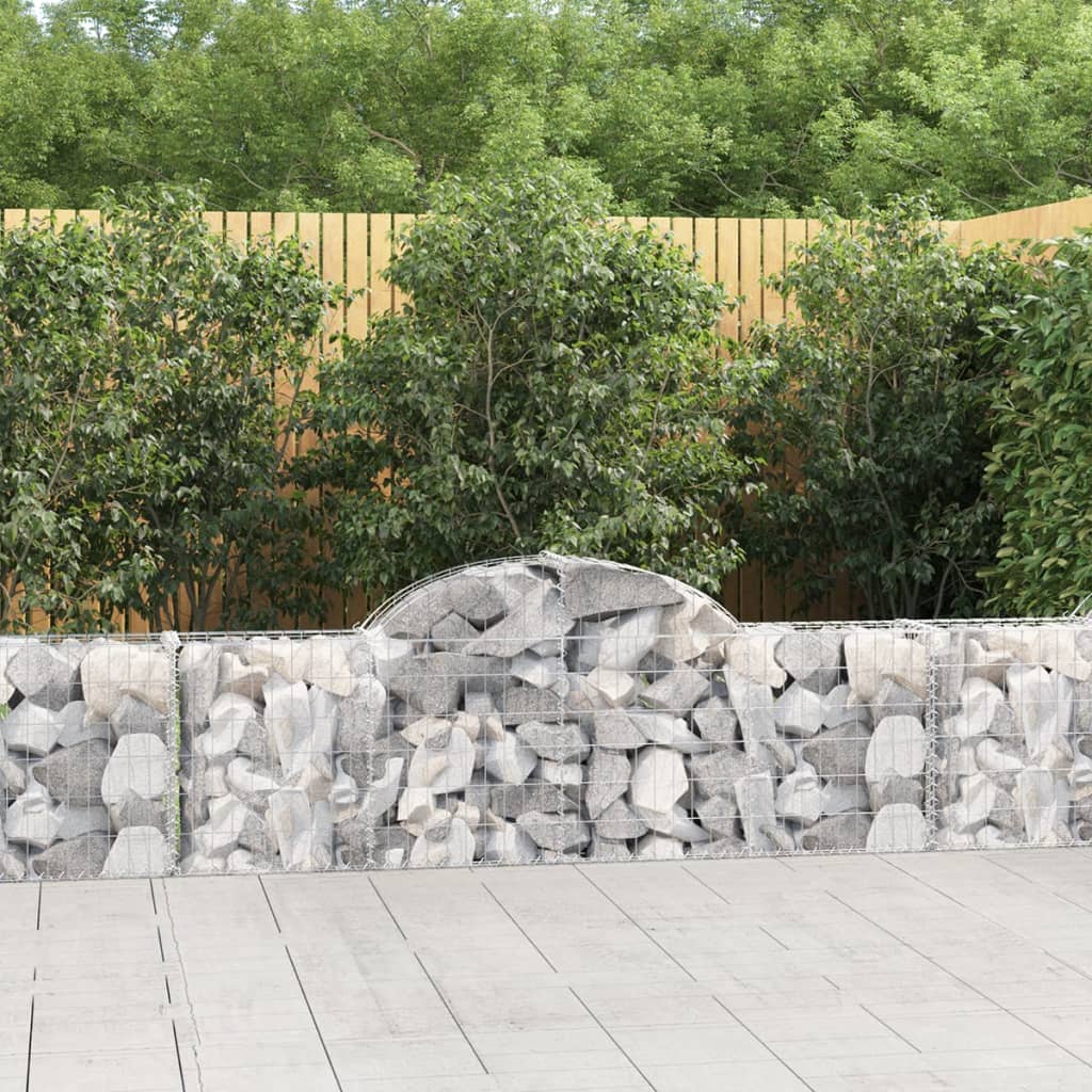 vidaXL Arched Gabion Baskets 30 pcs 200x30x60/80 cm Galvanised Iron