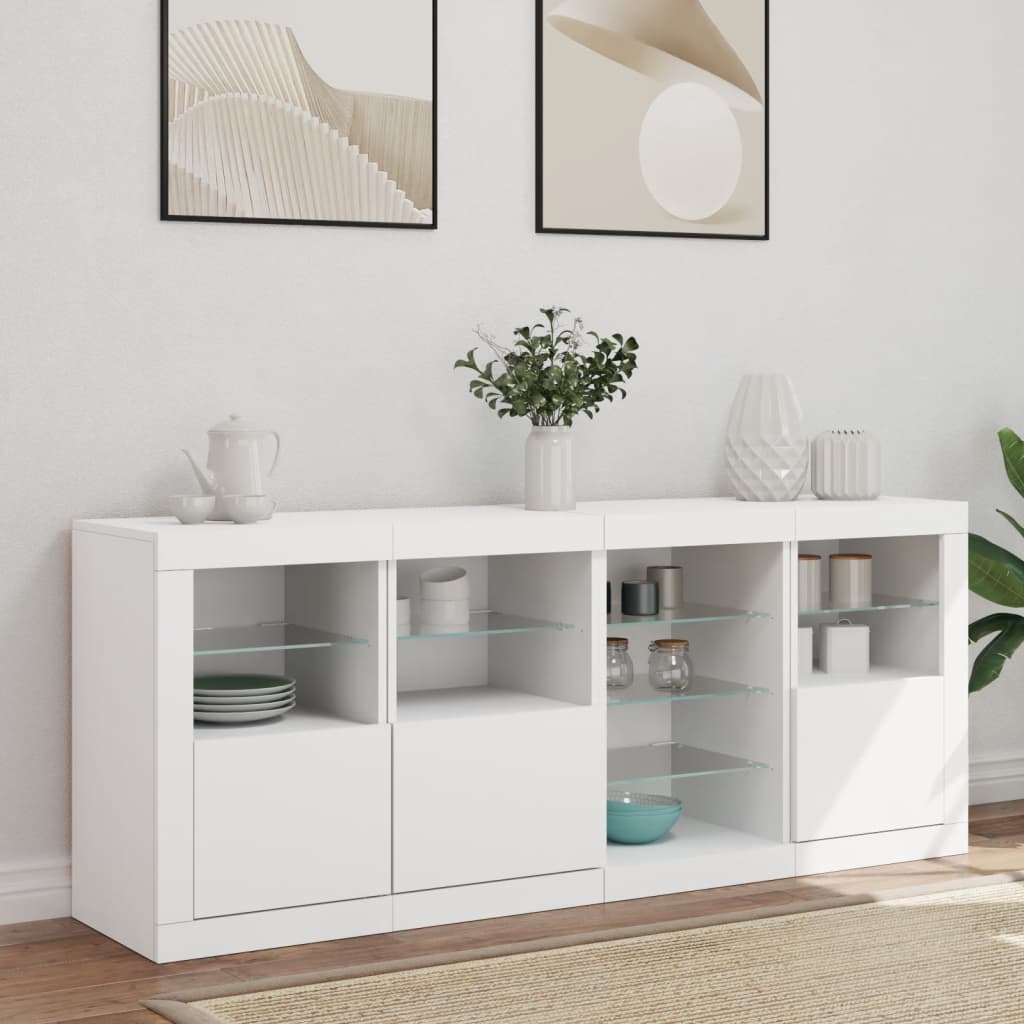 vidaXL Sideboard with LED Lights White 164x37x67 cm