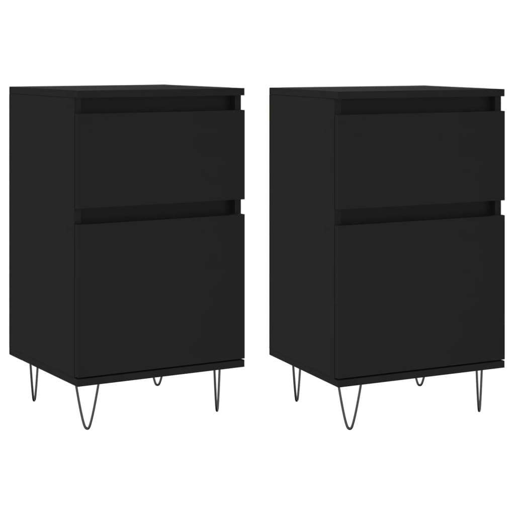 vidaXL Sideboards 2 pcs Black 40x35x70 cm Engineered Wood