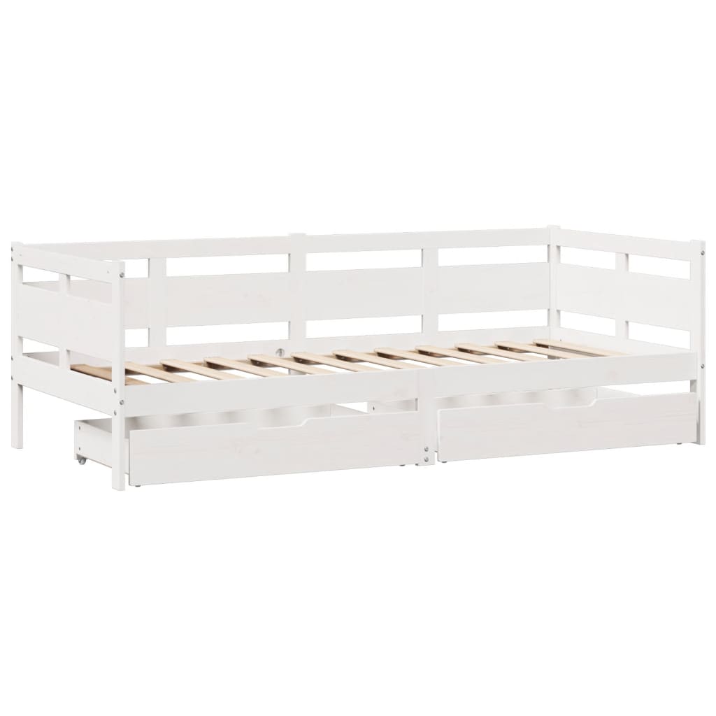 vidaXL Daybed with Drawers without Mattress White 80x200 cm Solid Wood