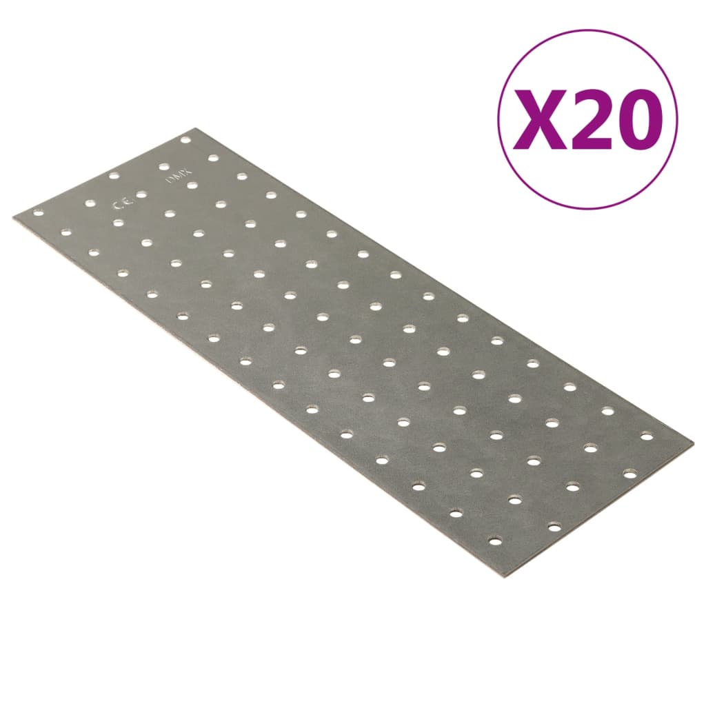 vidaXL Perforated Plates 20 pcs 2 mm 300x100 mm Galvanised Steel