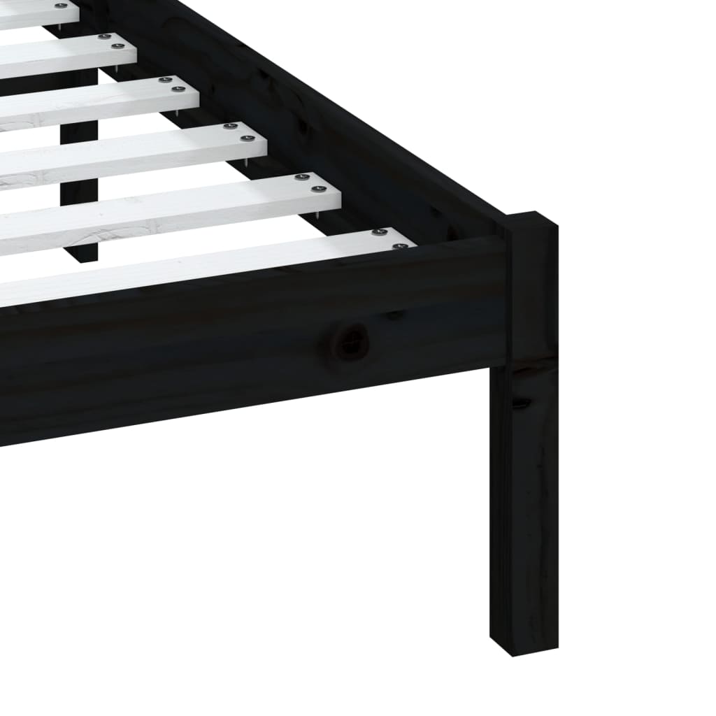 vidaXL Bed Frame without Mattress Black Solid Wood 120x200 cm (810016+814088)