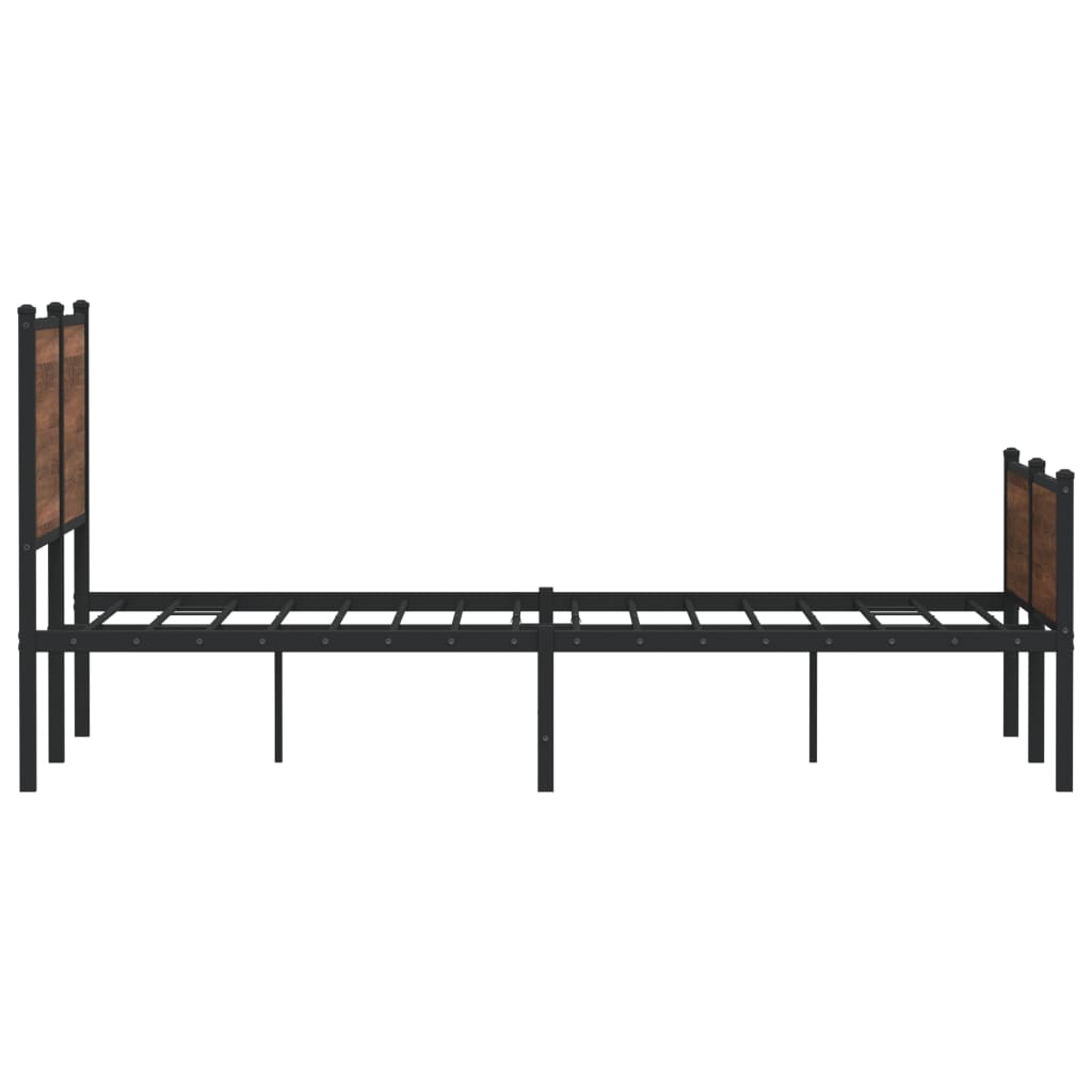 vidaXL Metal Bed Frame without Mattress Brown Oak 140x200 cm