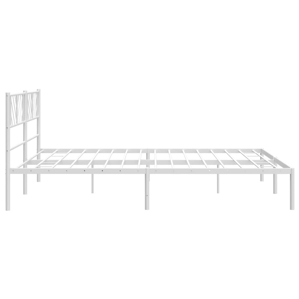 vidaXL Metal Bed Frame without Mattress with Headboard White 183x213 cm