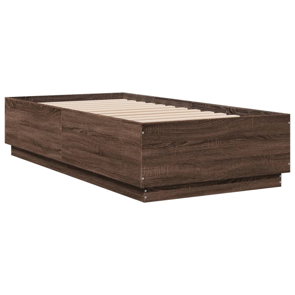 vidaXL Bed Frame without Mattress Brown Oak 75x190 cm Small Single