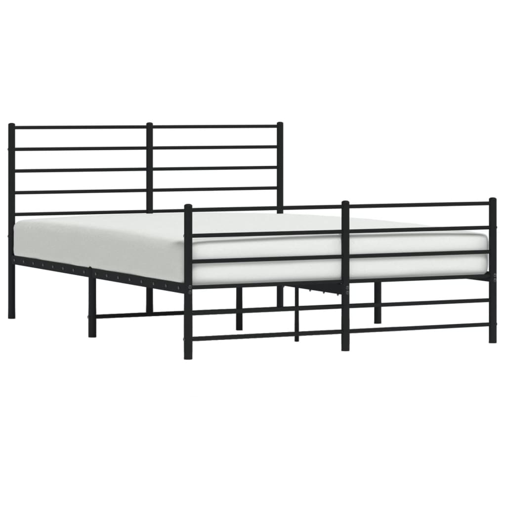 vidaXL Metal Bed Frame without Mattress with Footboard Black 160x200 cm