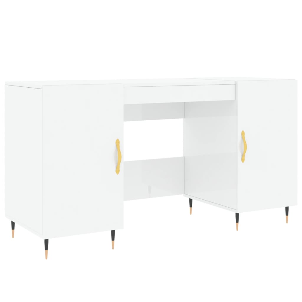 vidaXL Desk High Gloss White 140x50x75 cm Engineered Wood