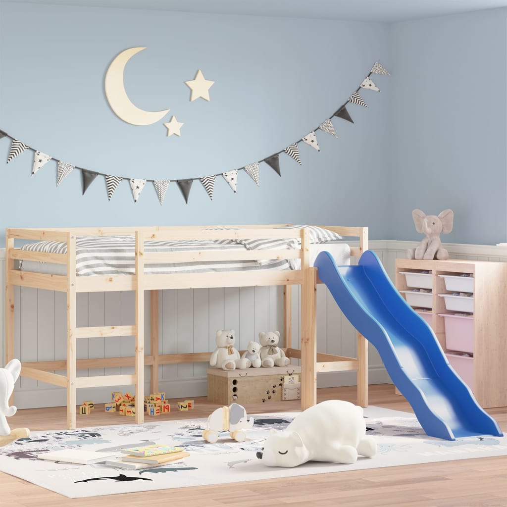 vidaXL Kids' Loft Bed without Mattress with Slide 90x200 cm